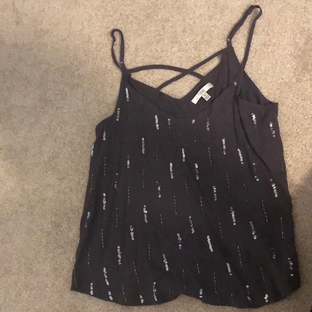 Strappy Sequined Blouse in Purple